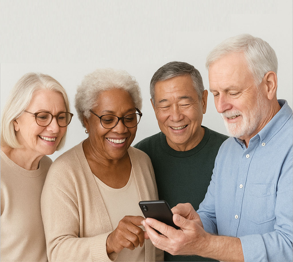 Idosos usando tecnologia